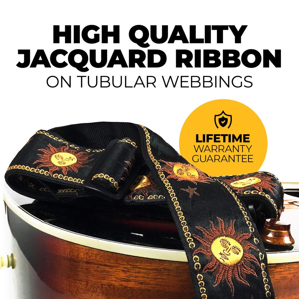 P Leathers Jacquard Guitar Black Perri's Ltd. TWS-7008 Strap,