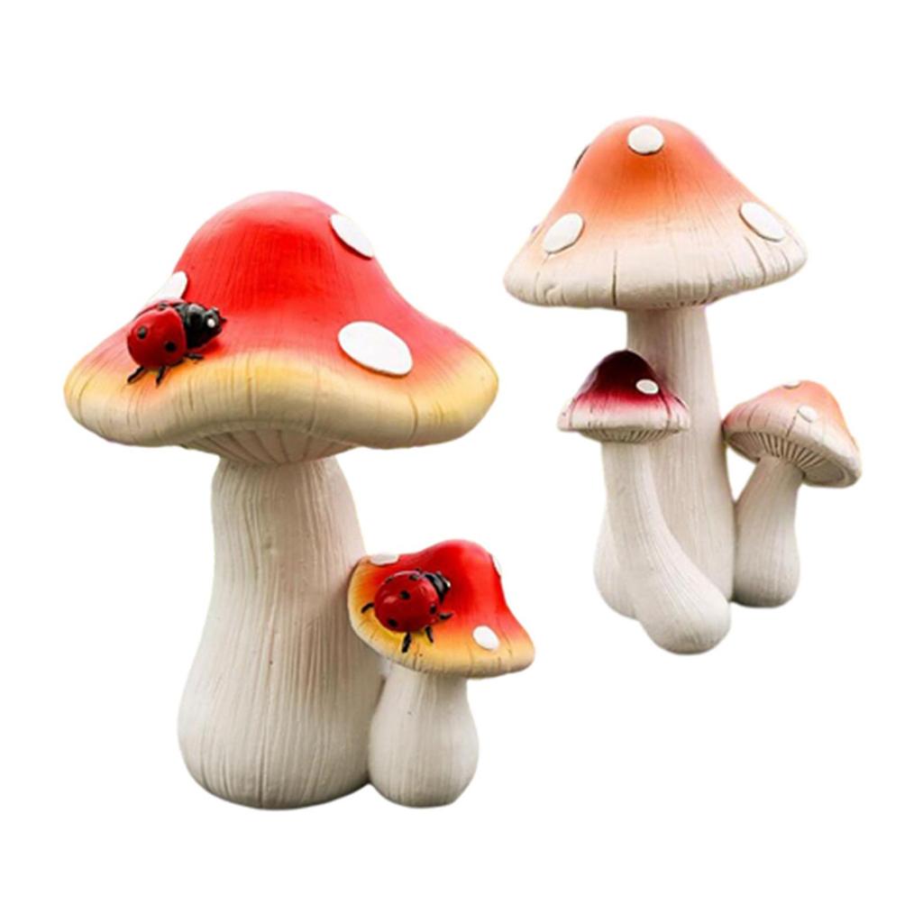 Simulation Garden Mushroom Statue Mushroom Figurines for Home Shelf Lawn