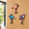 Leaf Pattern Bird Decor 3Pcs Wooden Birds Wall Art Decor, Distressed Hangings, Funny Long Leg Hanging Sculpture, Boho Farmhouse Decorations