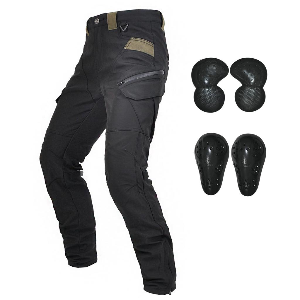 RENHE Motorcycle Riding Windproof and with Straight Size L Men's Pants, Waterproof, Protectors, Breathable, Fit, Black,