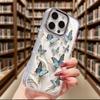Blue Butterflies White Feathers Transparent Phone Case for IPhone 14 15 16 13 12 11 Pro Max 12 XS Max Anti-Scratch Soft Cover