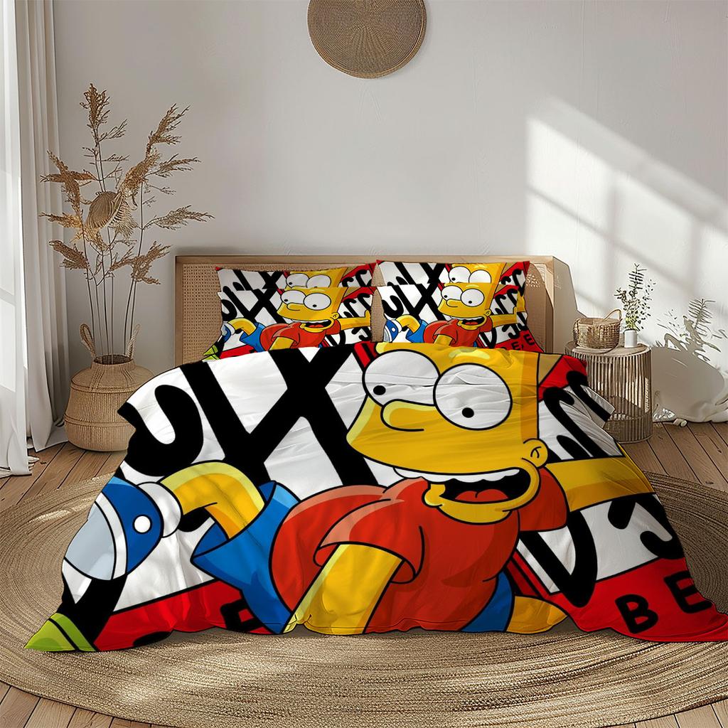 Swimming Simpsons Duvet Cover Set Single Twin Double Queen King Cal King Size Bed Linen Set