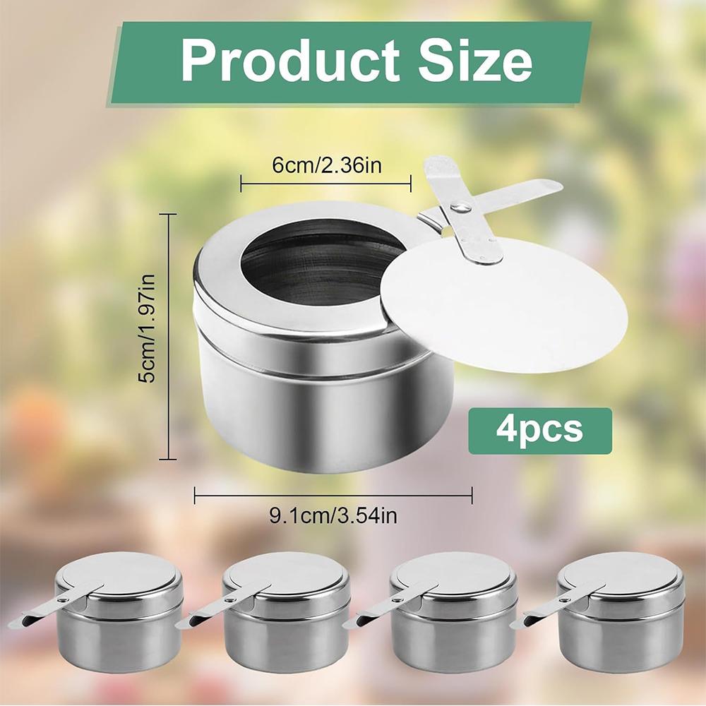 4Pcs Stainless Steel Fuel Paste Containers For Buffet, Hot Pot, Camping