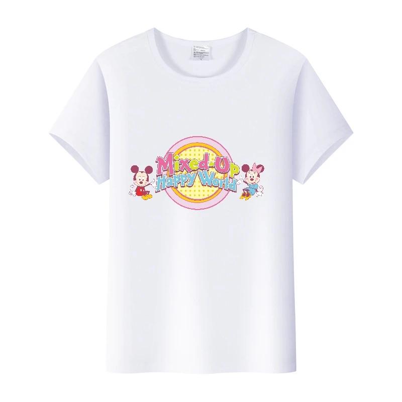 Casual Disney Cartoon Minnie Summer Blouses Men T-shirt White 2000s Tees Women Tshirt Ladies Mickey Mouse Tops Oversized Clothes