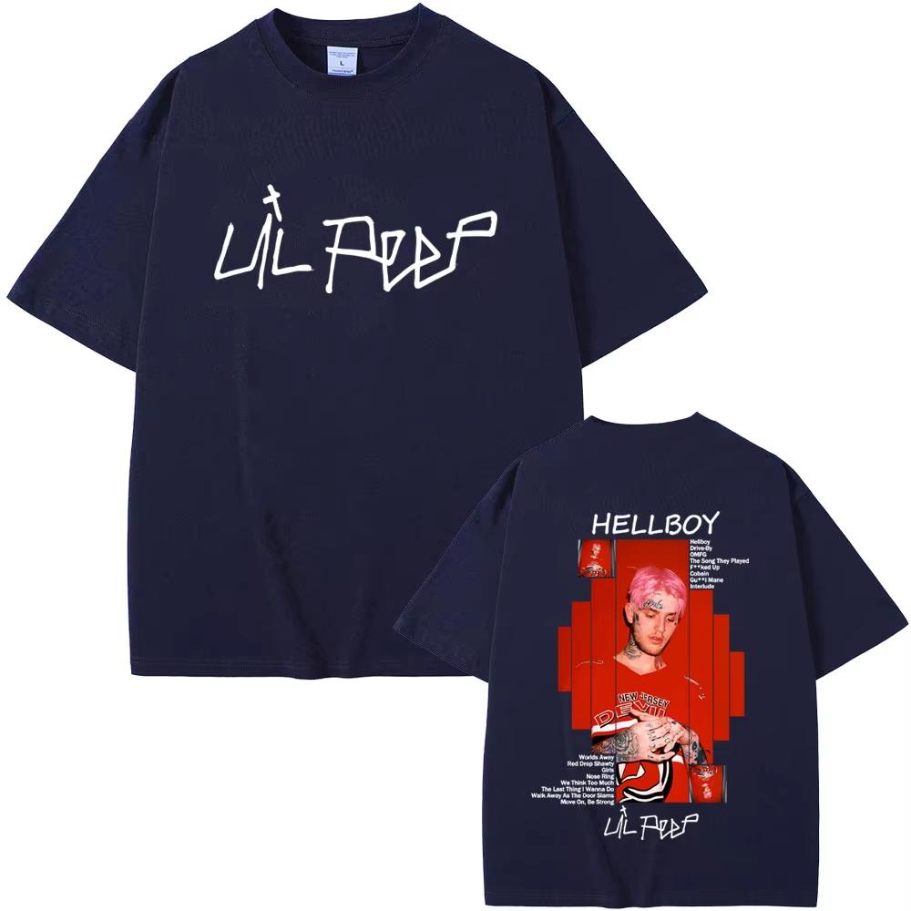Rapper Lil Peep Hellboy Album Graphic Tshirt 2026 Men Women Hip Hop Fashion Streetwear Male Clothing Casual pure Cotton T Shirt