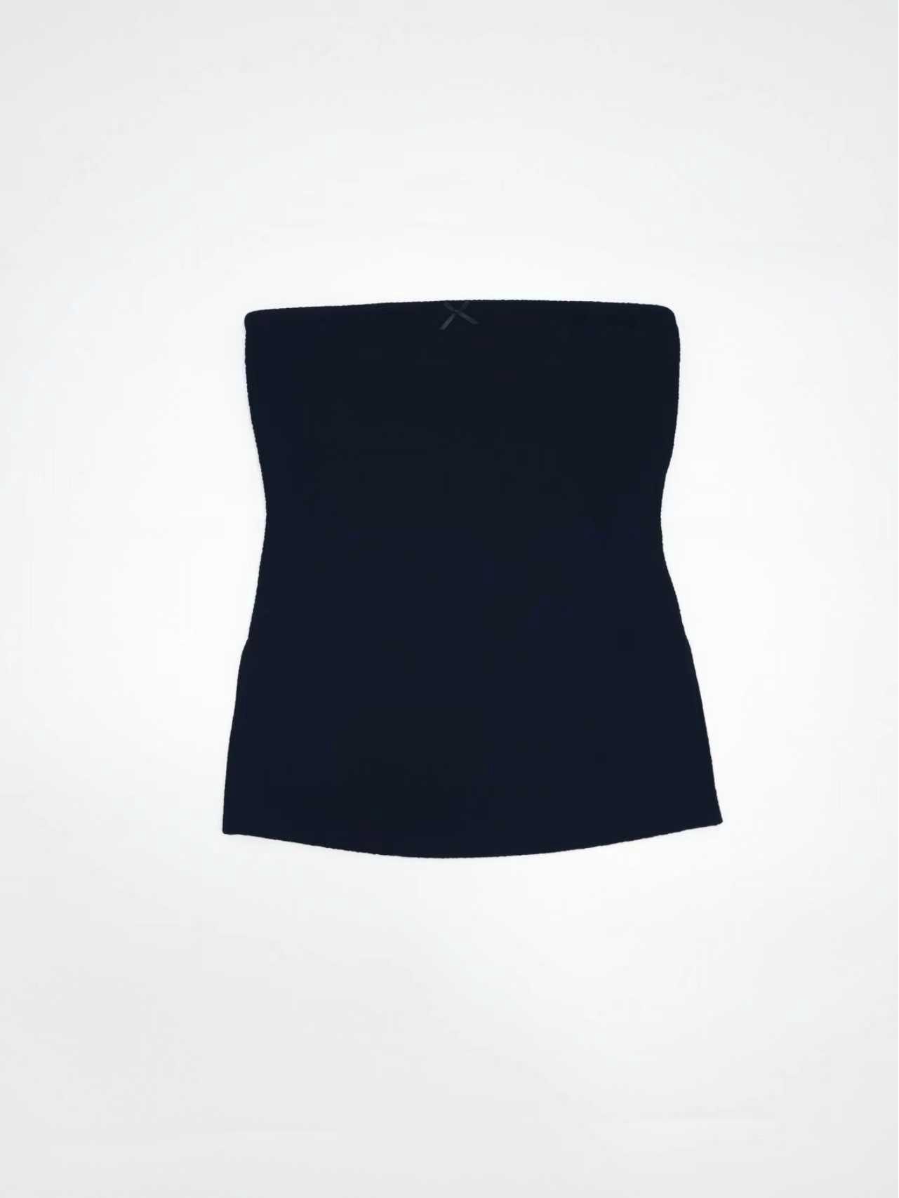 

Classic Wardrobe Minimalist Strapless Side Slit Dress in Black/White Medium чёрный