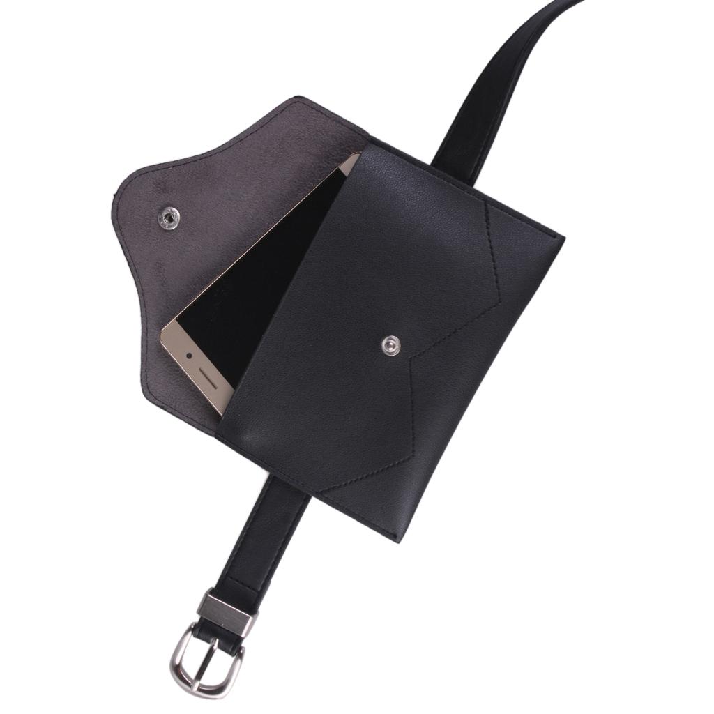 Shoulder Bag Waist Band Mini PU Leather Women Clothing Accessory - Black, as described