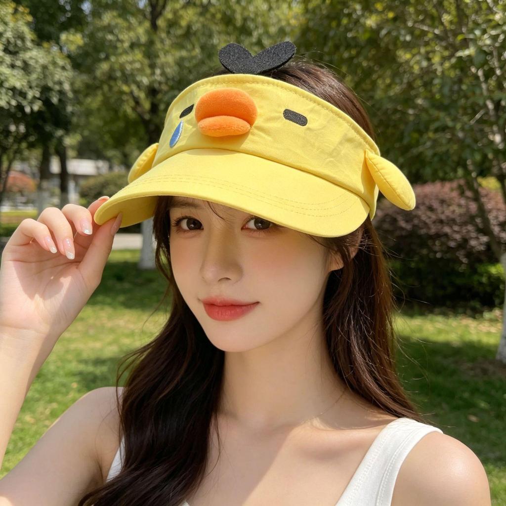 Cute Yellow Duck Baseball Cap, Adjustable Cartoon Sun Visor, Funny Animal Hat for Kids and Adults Outdoor