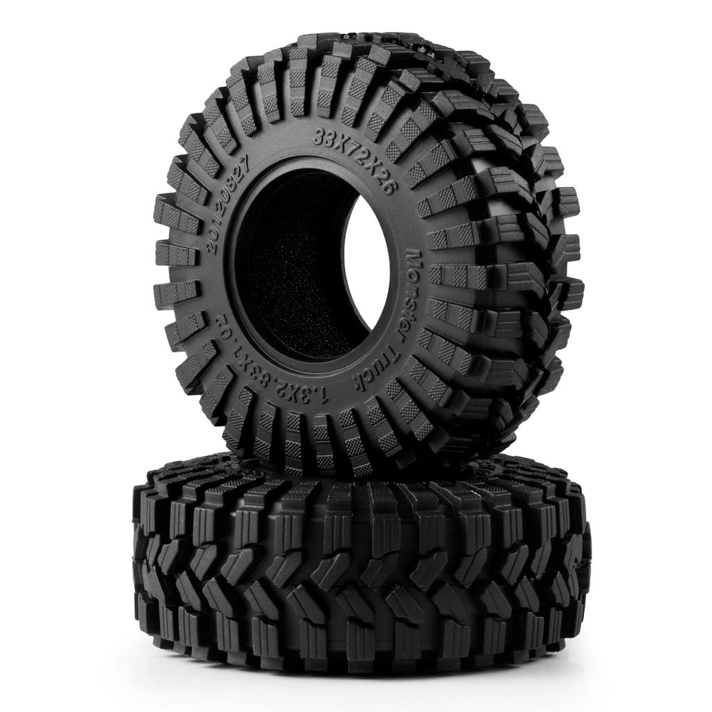 RCMAZO 4-Piece 1.3" Wheel Tires, RC 1.3 Soft Rubber Wheel Tires, 7226mm, for Upgraded TRX4M, SCX24, 118, 124 RC Crawler Cars, Terrain Tires (D)