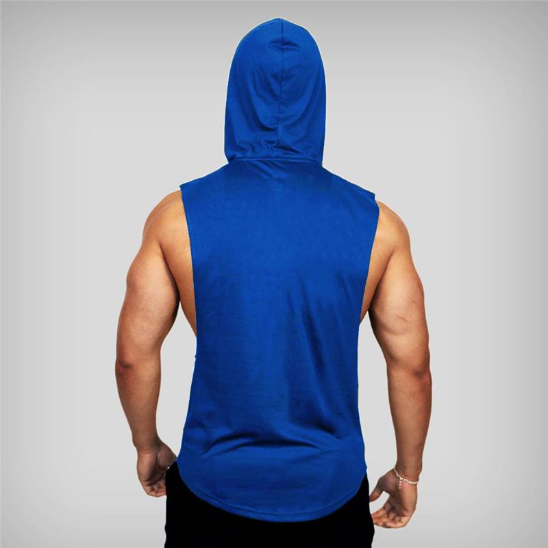 Muscleguys Muscleguys Brand Summer Mens Letters Print Gym Stringer Hooded Vest Bodybuilding Clothing Fitness Sleeveless Tank Tops Men