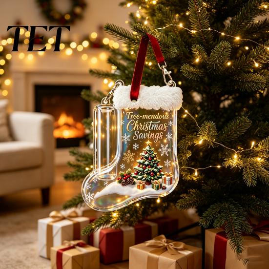 Unique Graduation Money Gift Christmas Stocking Holder, Clear Cash Clip Ornament for Tree Holiday Card Holder Hanging Decor, Transparent Bill Display