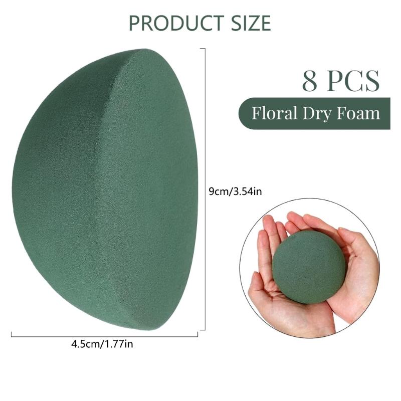 8Pcs Floral Dry Foam Half Balls Half Round Foam Block High Water Retention For Wedding Flower Bouquets Home Decoration