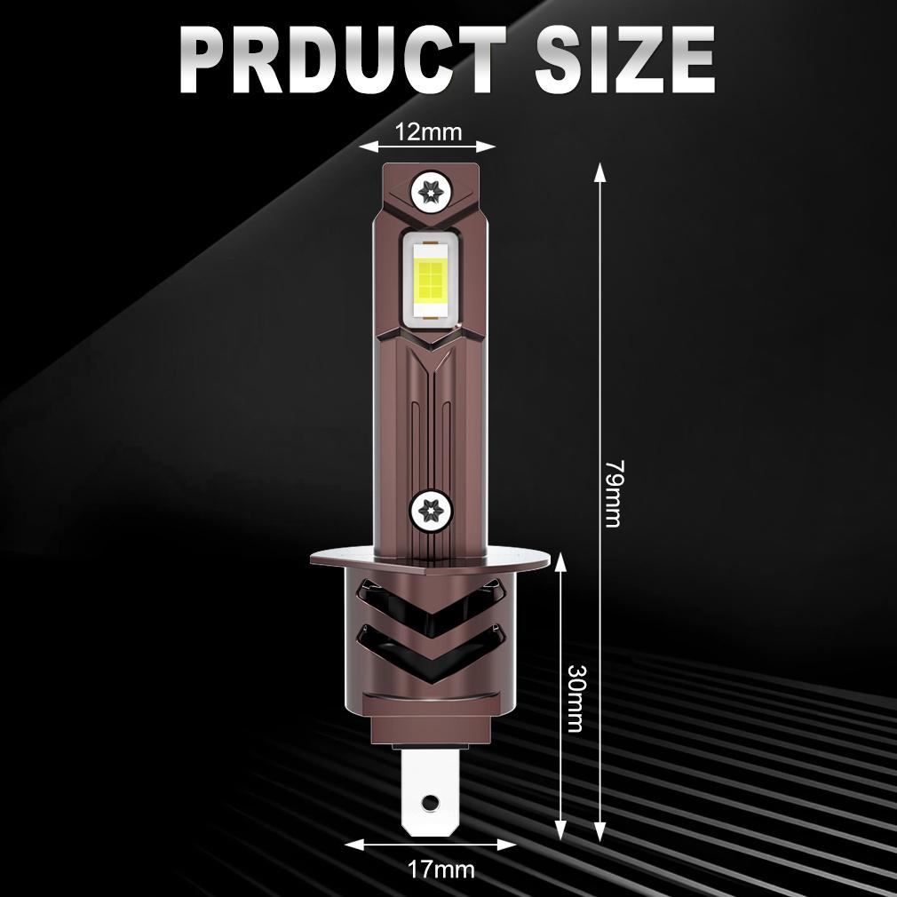 2Pcs H1 LED Headlight Turbo Bulbs Canbus Mini Wireless Lamps W/ Fan 25000LM CSP Chips Super Bright Car Fog Lights Headlamp Plug&Play 6500K White