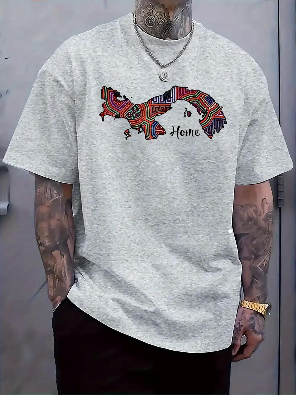 Panama Print T-shirt - Casual Crew Neck S