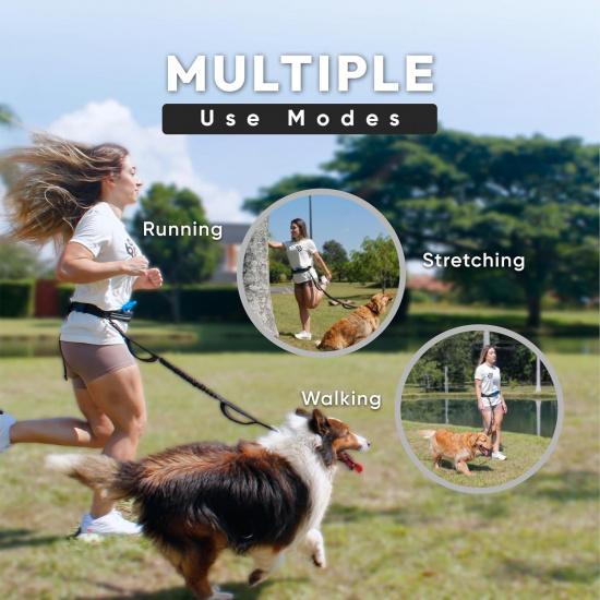 Bond Dog Running Leash Hands Free with Pouch, Hands Free Leash for Large Dogs, Pet Lead Running Belt for Walking & Canicross Belt, Includes Waist