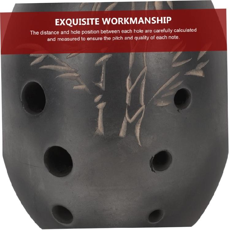 Autentická černá hliněná flétna 8dílná ocarina s vzory Tradiční dechový nástroj vhodný pro mindful hudbu