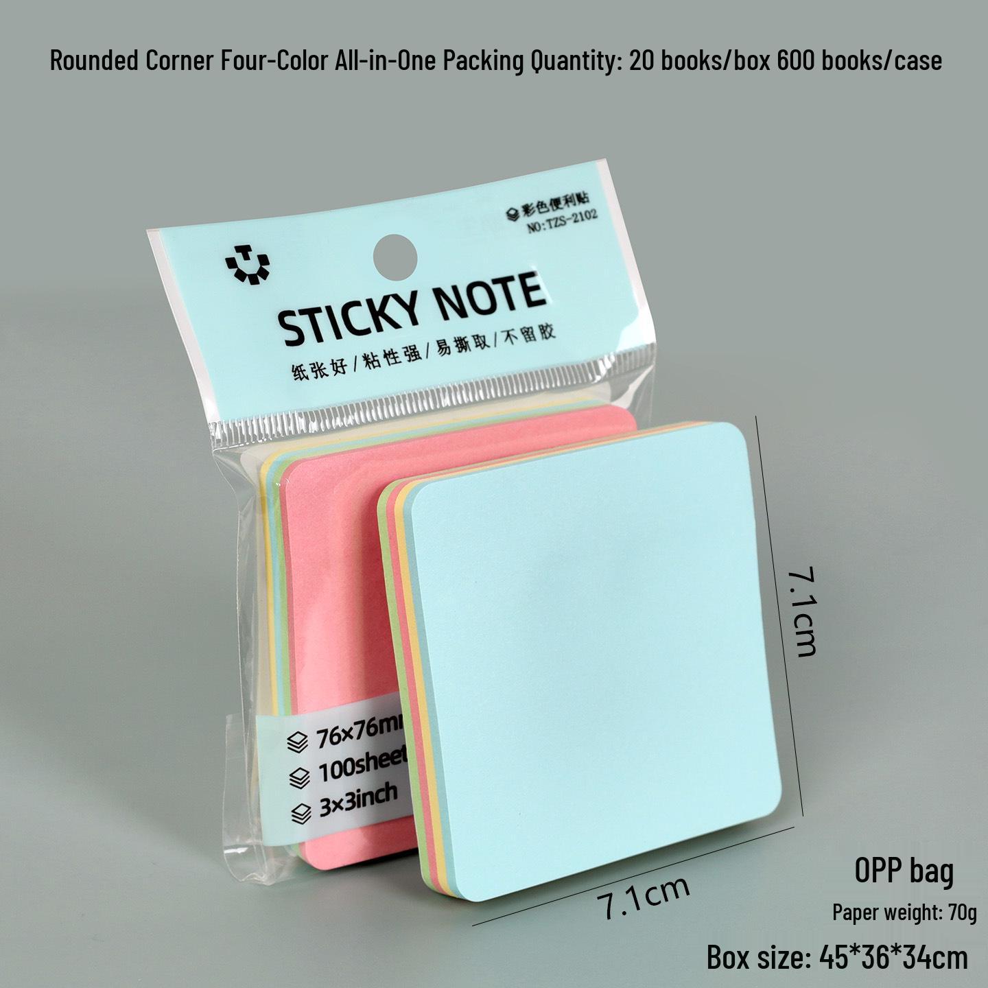 Colorful Round Corner Sticky Notes - Creative Tearable Memo Pads for Office & Student Use