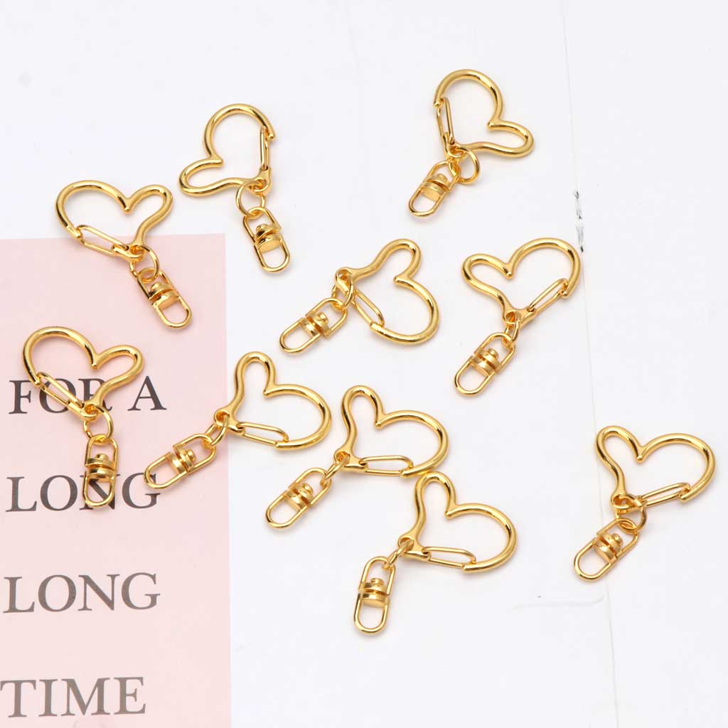 10 Pcs Swivel Clasps Metal Heart Keychain Lobster Clasp Snap Hook for DIY Making