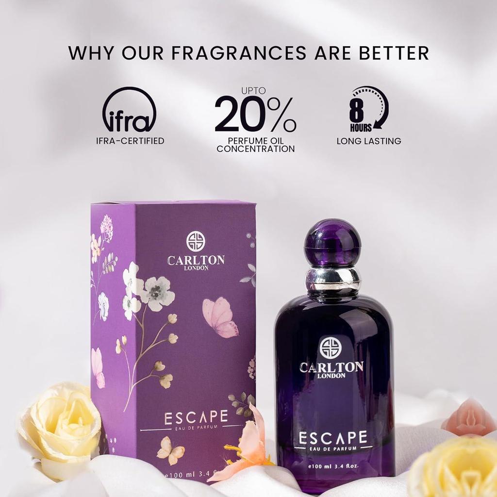 Carlton London Escape Perfume | Eau De Parfum for Women | Premium Long Lasting Luxury Perfume for Woman | Floral Fragrance | Best Gift for Women |