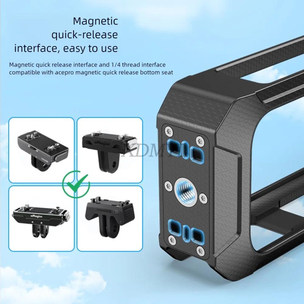 Magnetische Adapterhalterung/Gehärtete Folie/Silikon-Basiskörperhülle Objektivdeckel/Metall PC Kaninchenkäfig Für Insta360 X5 Kamerazubehör