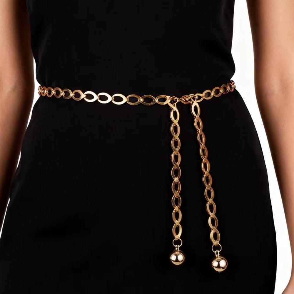 Fashion Metal Waist Chain Silver Gold Color Carved Hollow Out High Waist Belt All-Match Chain Belts for Women Dress