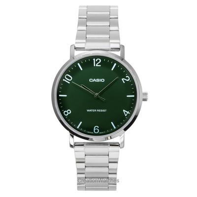 Standard Analog Edelstahl Grünes Zifferblatt Quarz MTP-VT03D-3B Herrenuhr