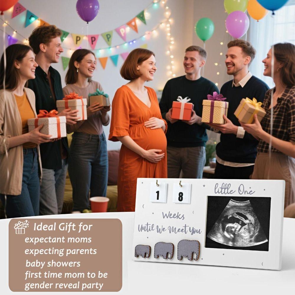 Wooden Sonogram Picture Frame Countdown Weeks Pregnancy Gift Ultrasound Photo Frame Pregnancy Must Haves Announcement