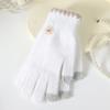 Finger gloves winter women's new thickened warm solid color cute student cycling cold-proof wool gloves women