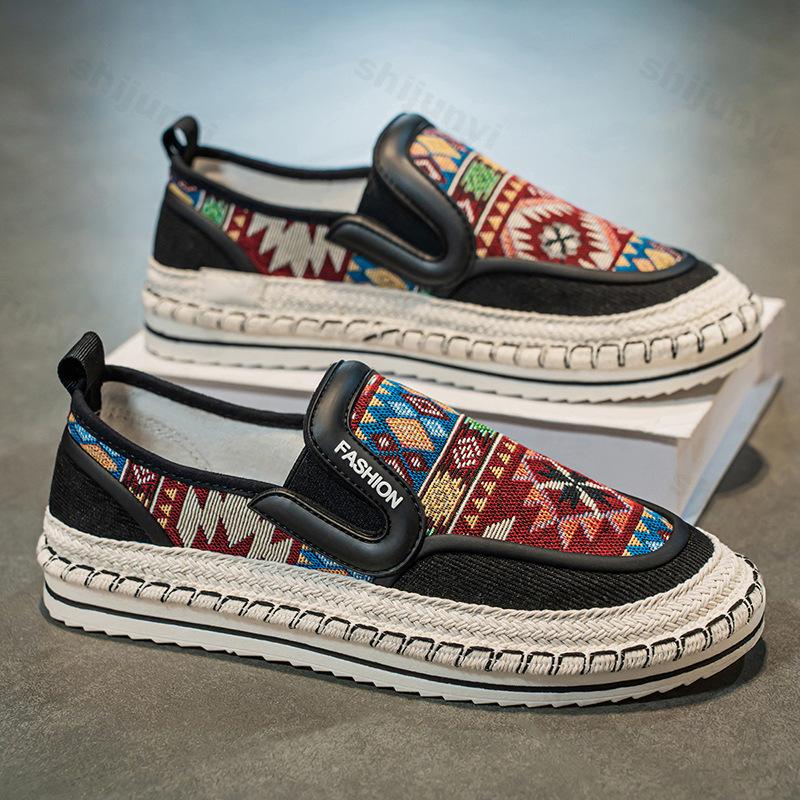 Fashion Fisherman Shoes Men's 2025 Style Cloth Surface Shoes Print Design Comfortable Fashion Trend Lightweight Slip on Casual Sneakers