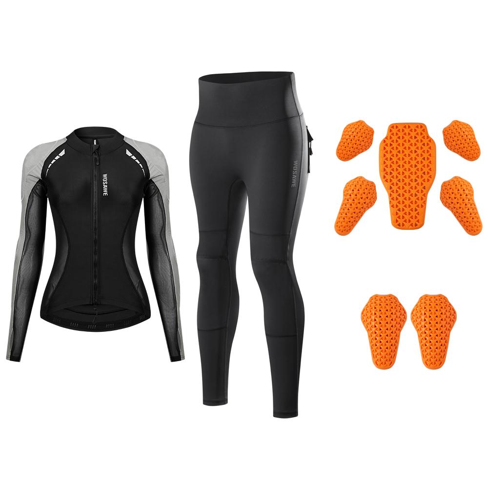 WOSAWE Women Motorcycle Protective Jacket Pants Set CE Soft Armor Summer Motorbike Full Body Riding Gear for Motocross Touring