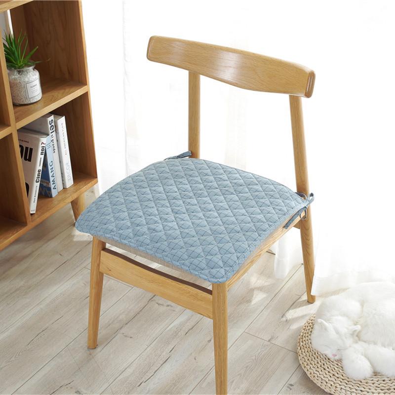 Solid-color all-cotton chair cushions simple and modern office chair cushions anti-slip home winter chair covers