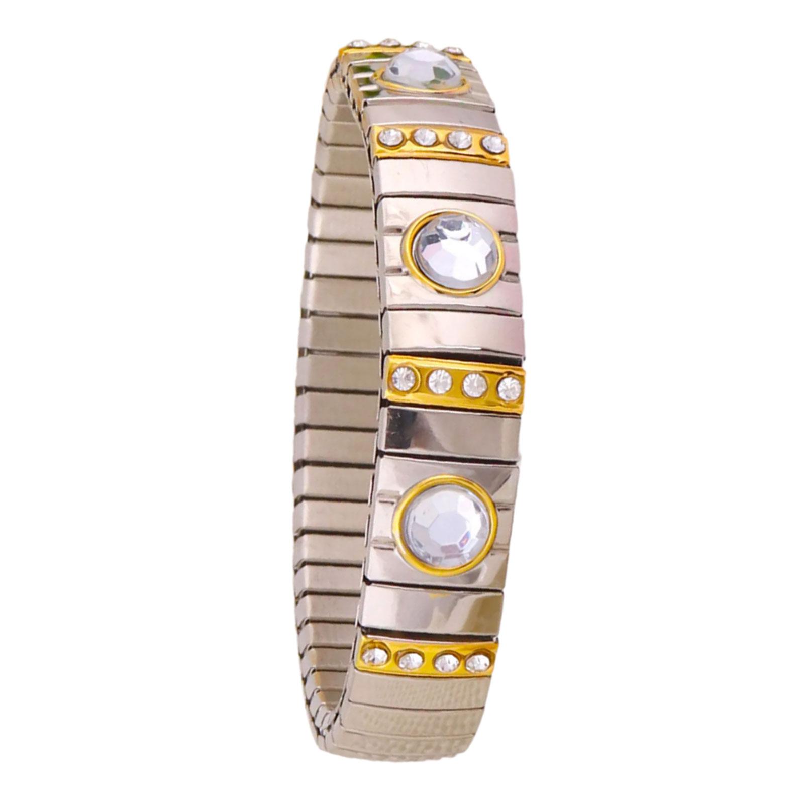 

Эластичный браслет в богемном стиле со стразами. Универсальный эластичный браслет со стразами. Украшение браслета. Изысканный аксессуар для браслета. белый