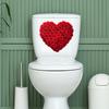 Alla hjärtans dag Toalettklistermärke Rosblomma Hjärnformad Toalettlock Tank Dekaler Självhäftande Vattentät PVC Badrumsväggklistermärke för Toalettstolslock