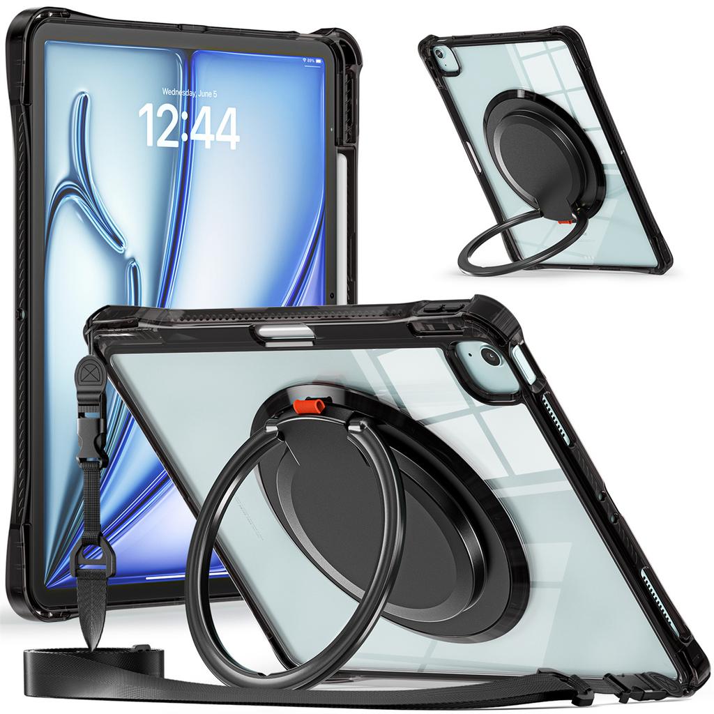 For iPad Air 13 (2025)/(2024)/Pro 12.9 (2022)/(2021)/(2020)/(2018) Case with Shoulder Strap Kickstand Tablet Cover