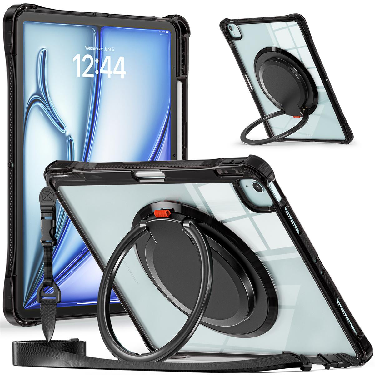 

For iPad Air 13 (2025)/(2024)/Pro 12.9 (2022)/(2021)/(2020)/(2018) Case with Shoulder Strap Kickstand Tablet Cover A