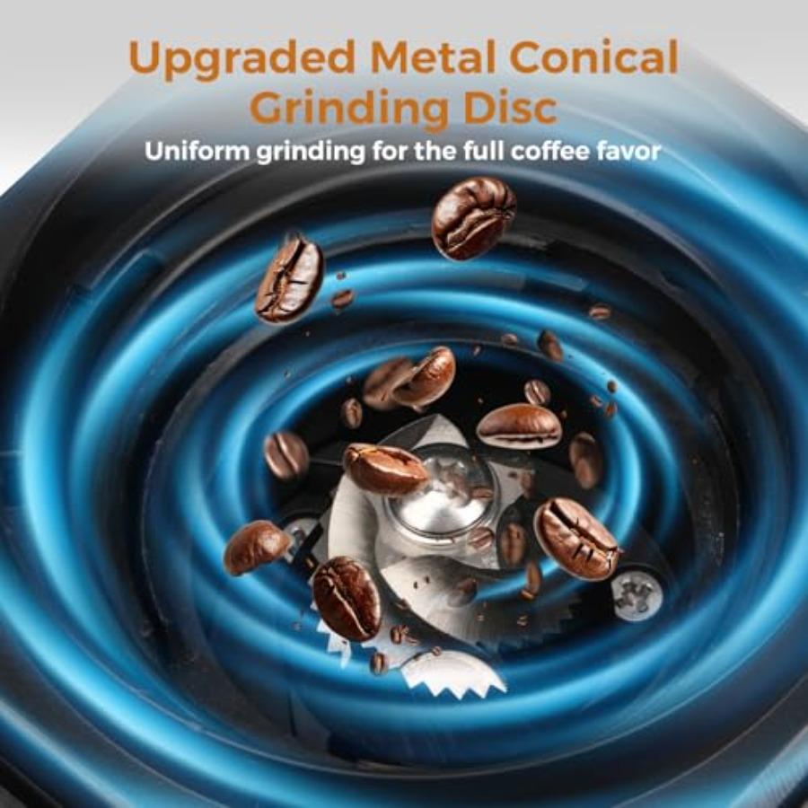 Electric Coffee Grinder for Home Cafes: Automatic 25-Setting Conical Burr Grinder with 120g Expandable Hopper Durable Anti-Stat