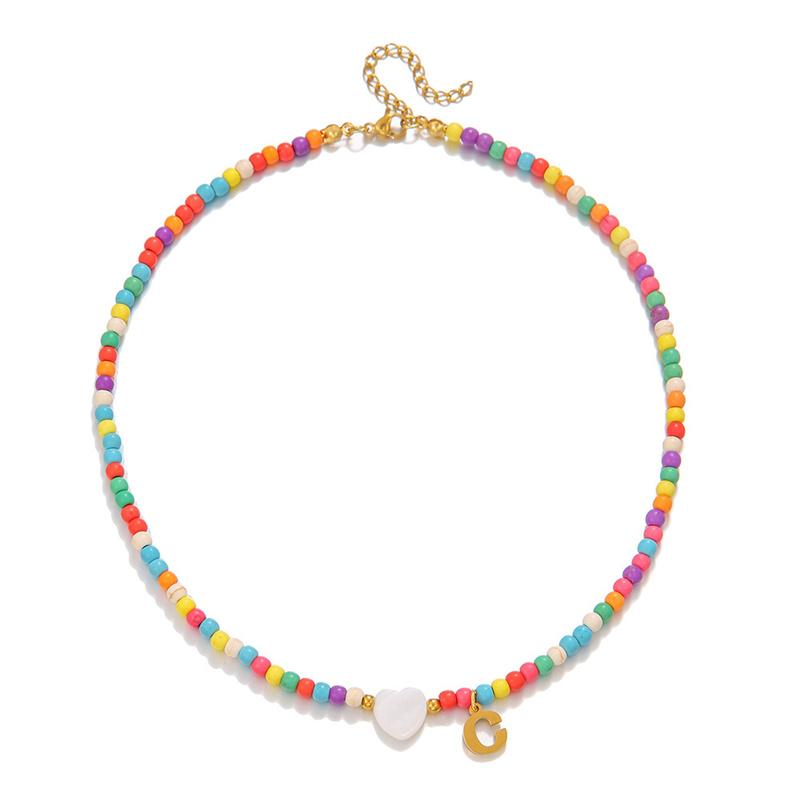 2026 New Colorful Beaded Initial Letter Necklaces for Girls Women Handmade Beads Choker Bohemian Necklace Jewelry Gift Wholesale