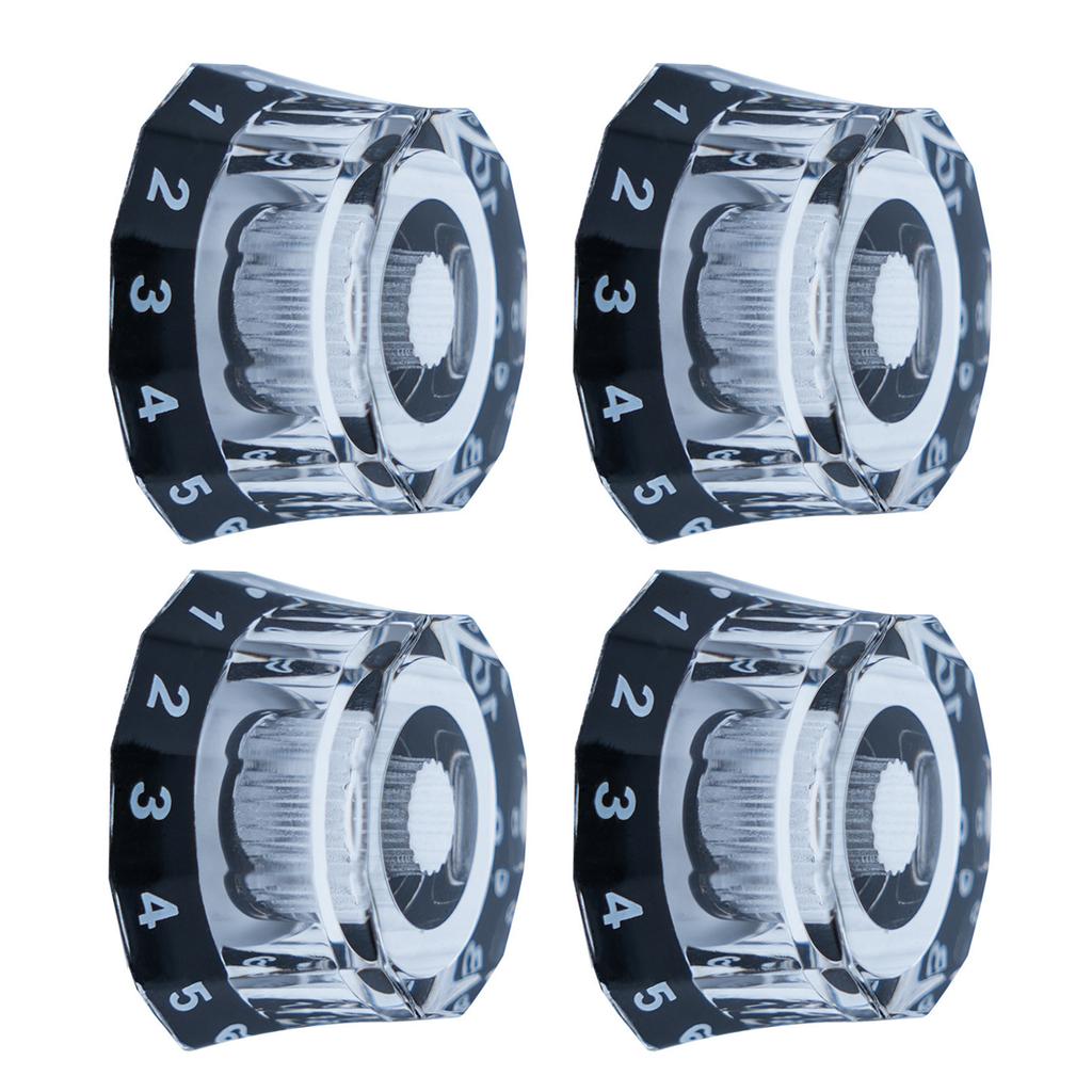 4Pcs Guitar Contral Knobs Clear Knobs Electric Guitar Bass Top Hat Knobs Speed Volume Tone Control Knobs Replacement