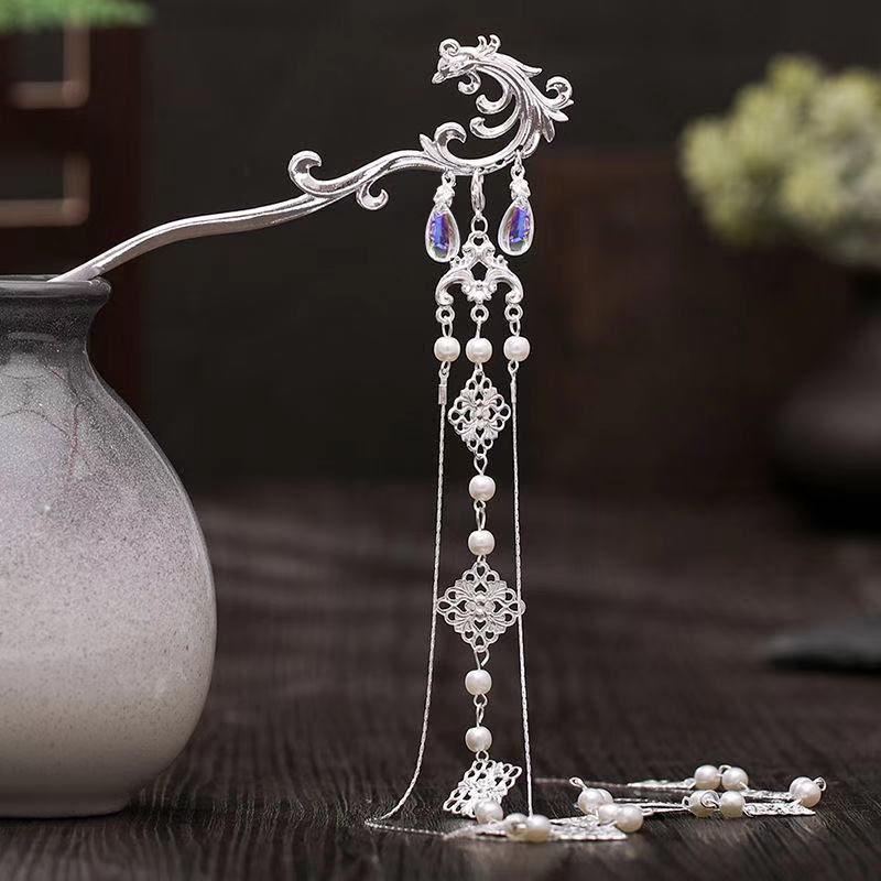 Ancient Style Hanfu Headdress Tassel Hairpin Set - Fairy-Inspired Chinese Costume Hair Accessories for Women
