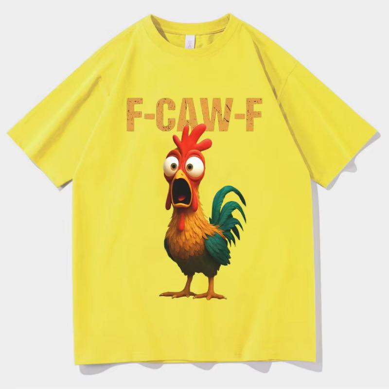 Funny Summer F Caw F Chicken Harajuku New Short Sleeves Tshirt Mens Humor T Shirt Chicken Aesthetic Casual Oversized Tops Unisex