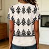 Women's Casual Pullover T-Shirt Short Sleeve Crew Neck Geometric Print Top Lightweight Comfortable Fit for Everyday Wear