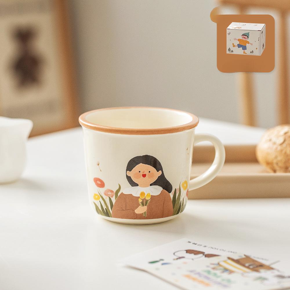 Family Creative Mug High  Value Cartoon Ceramic Cup Household Couple Breakfast Cup Cute Souvenir
