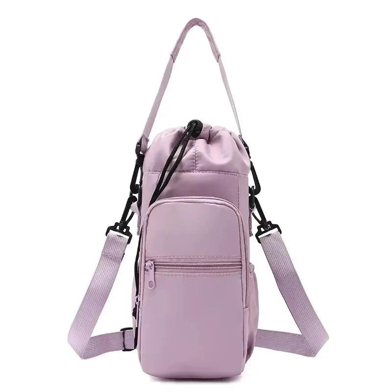 Portable Water Bottle Bag Adjustable Strap Thermal Mugs Insulated Protective Cover Phone Pocket Outdoor Cycling Sport Travel Bag