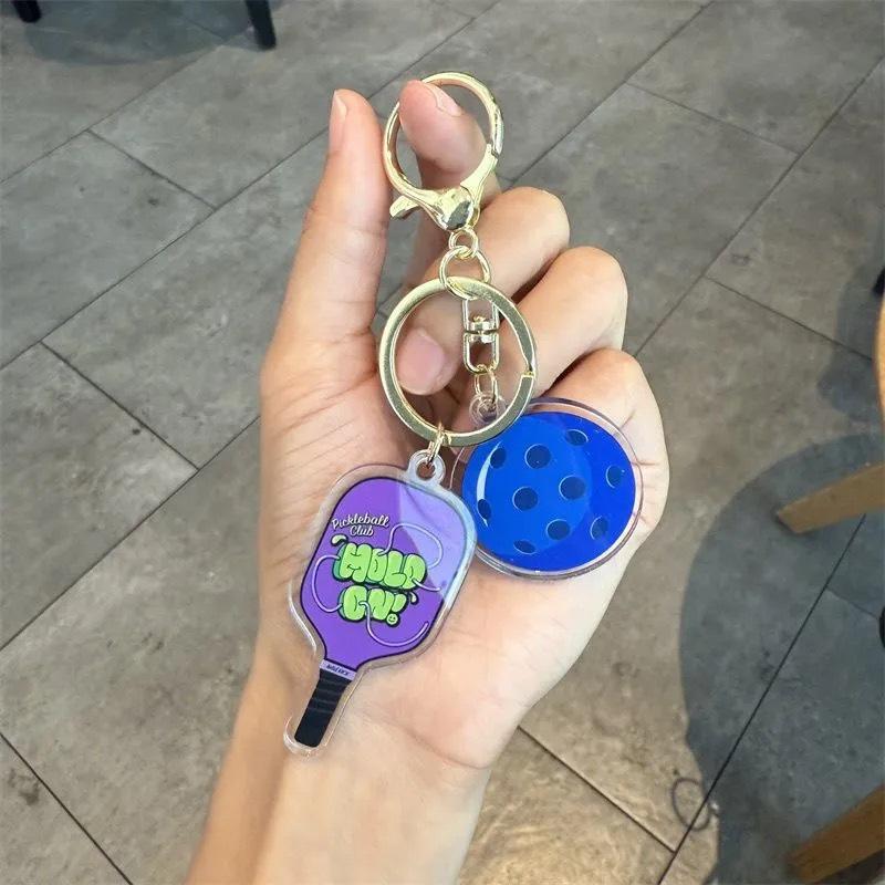Creative Cartoon Pickleball Paddle Keychain Ornament - Fun Unisex Backpack Pendant Gift