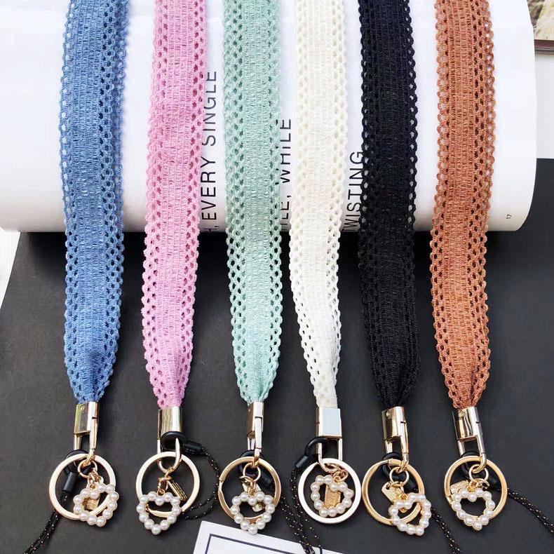 Korean Style Pearl Heart Pendant Phone & ID Lanyard for Women