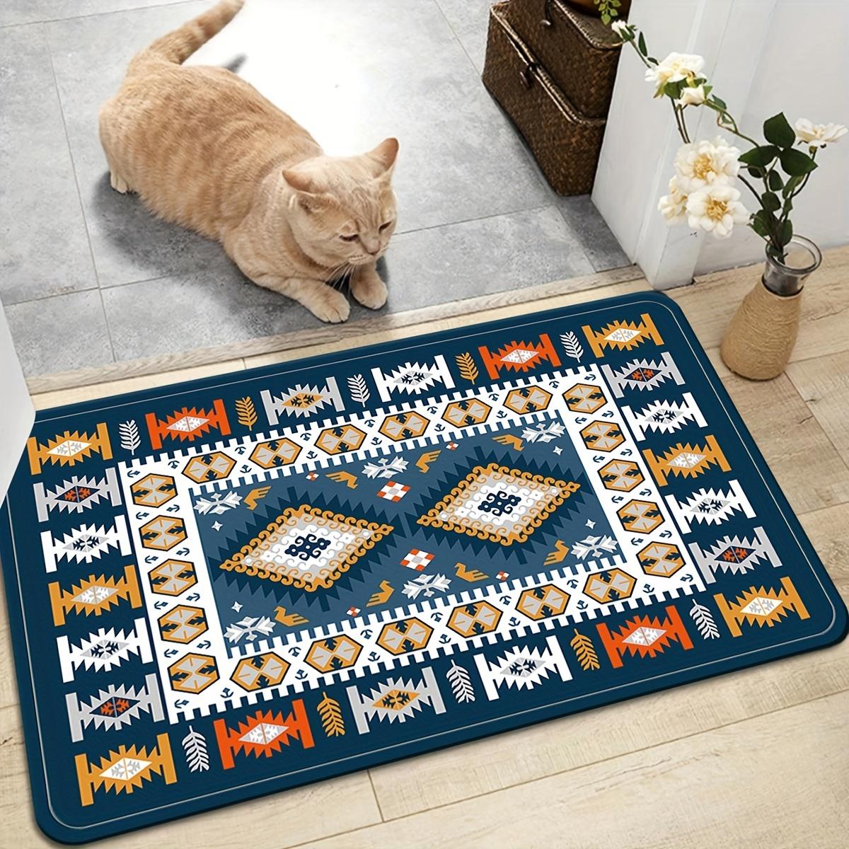 

Navy Blue Mediterranean Kitchen Rug, Non-Slip Cushioned Comfort Mat, Heavy Duty Standing Floor Rug for Sink Laundry Room, 1PC 40x60cm