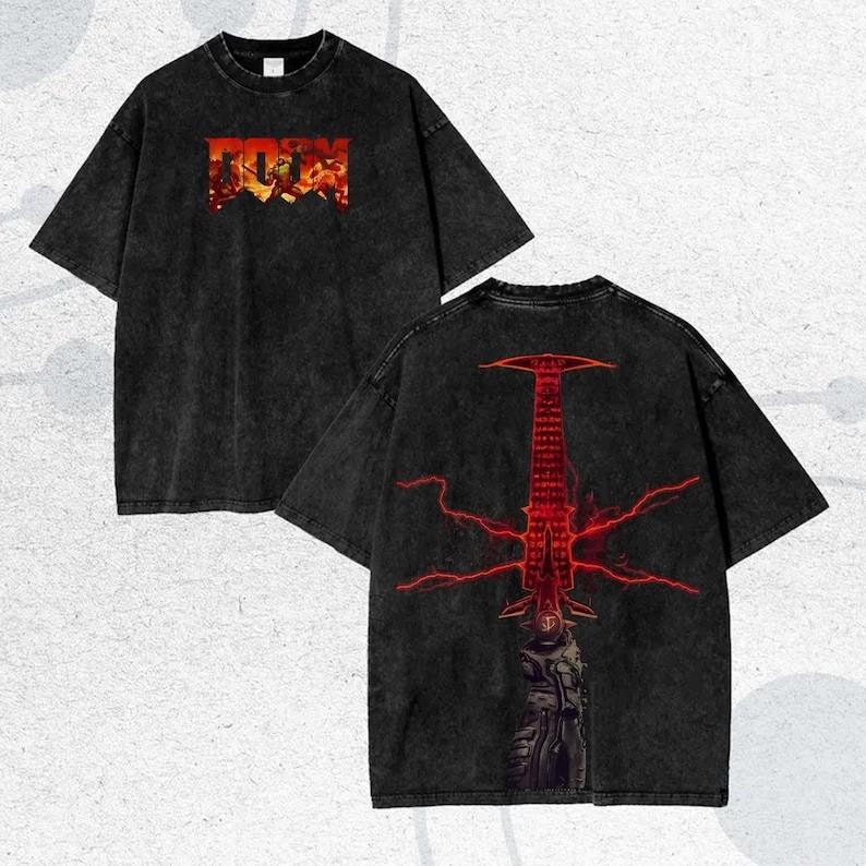 Vintage Dark Sci-fi Game Graphic Washed Shirt
