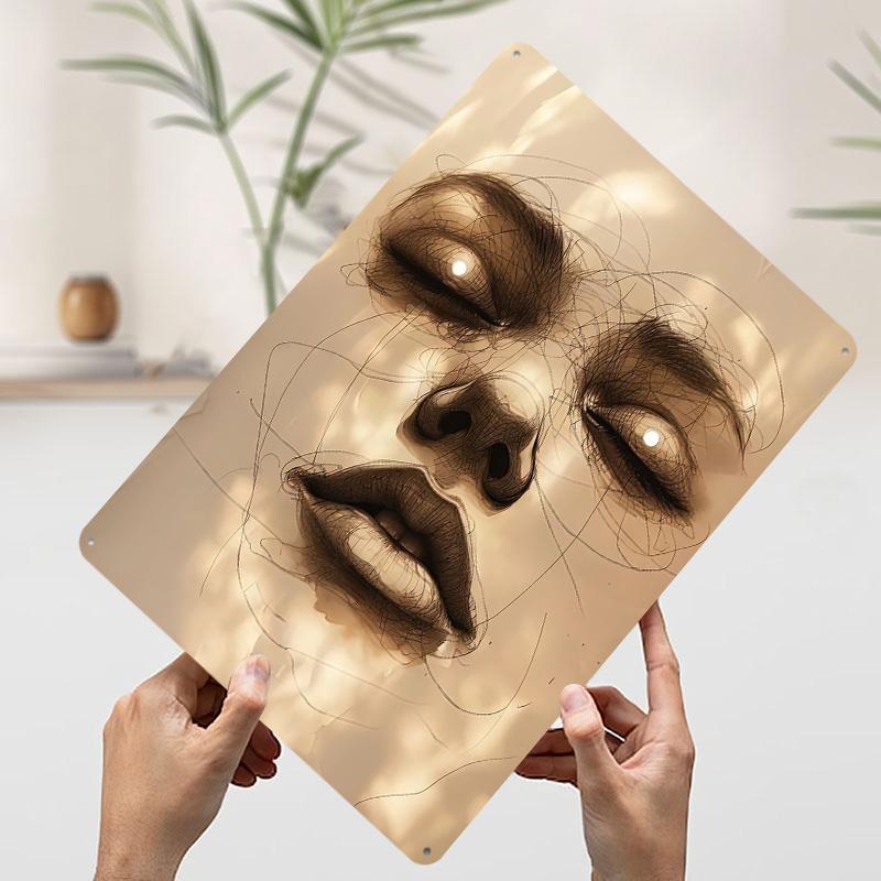 

Intricate Line Art Portrait Printed Poster Customized Wall Art Retro Vintage Metal Tin Signs for Decoration Home Man Cave Decor 7.9x11.8In(20x30cm)