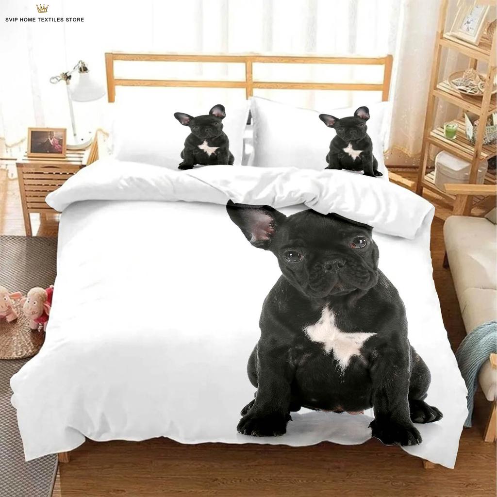 Comforter Cute Dog Animal 3D Stereo Printing Bedding Set Three-Piece Set Can Be