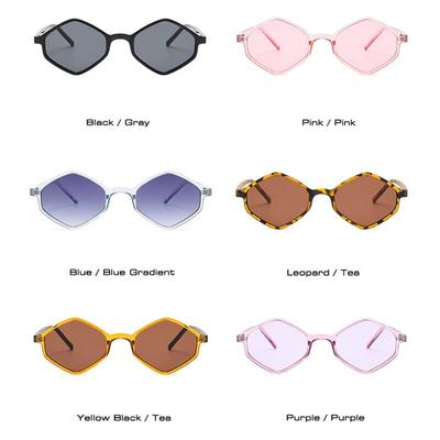 Modische polygonale quadratische Damen-Sonnenbrille Retro Blau Rosa Tönungen UV400 Trendige Sonnenbrillen für Herren